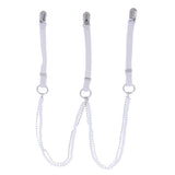 Maxbell Pearl Diamante Elastic Suspenders Shirt Braces for Women Pants Trousers White - Aladdin Shoppers