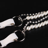 Maxbell Pearl Diamante Elastic Suspenders Shirt Braces for Women Pants Trousers White - Aladdin Shoppers