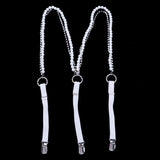 Maxbell Pearl Diamante Elastic Suspenders Shirt Braces for Women Pants Trousers White - Aladdin Shoppers