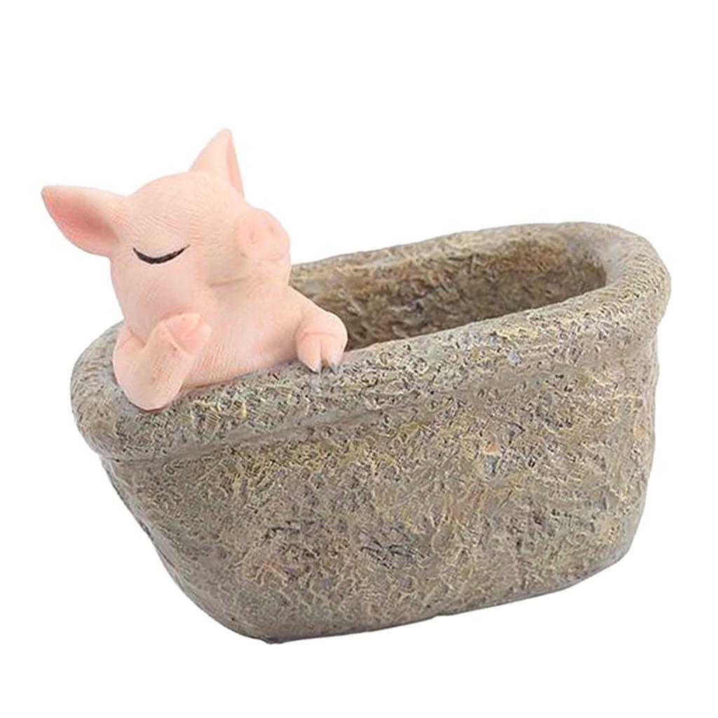 Maxbell Pig Planter Flower Pot Succulent Planter Flowerpot Decor for Home Office Thinking Pig - Aladdin Shoppers