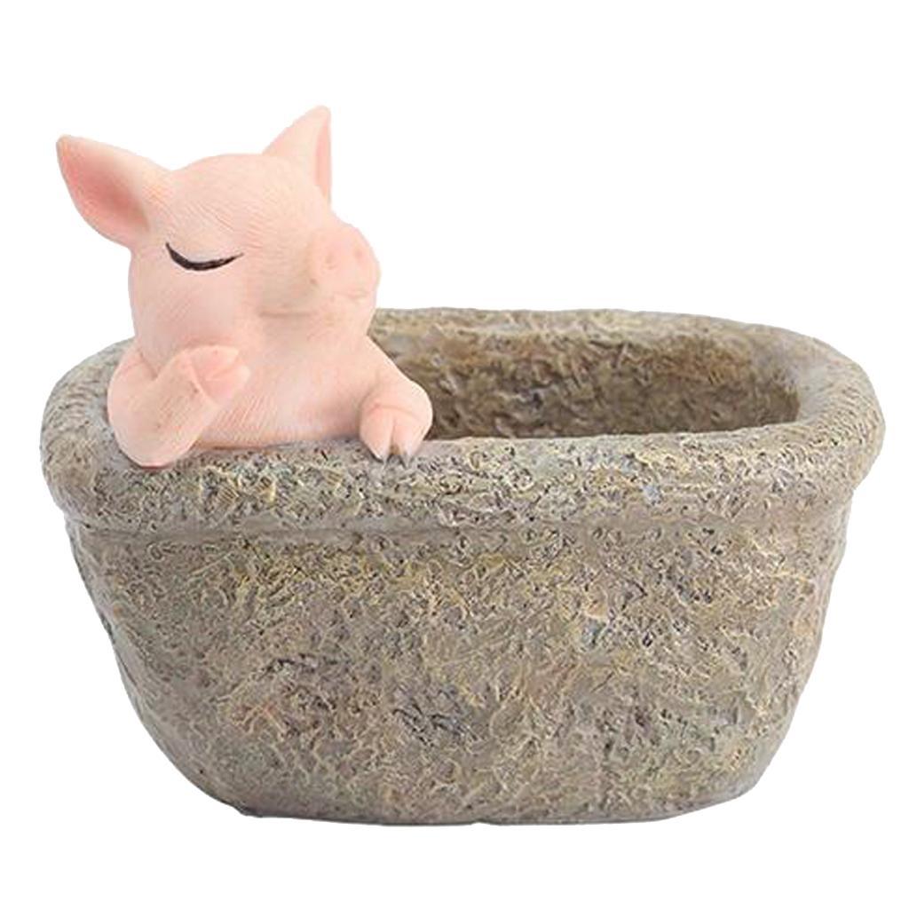 Maxbell Pig Planter Flower Pot Succulent Planter Flowerpot Decor for Home Office Thinking Pig - Aladdin Shoppers