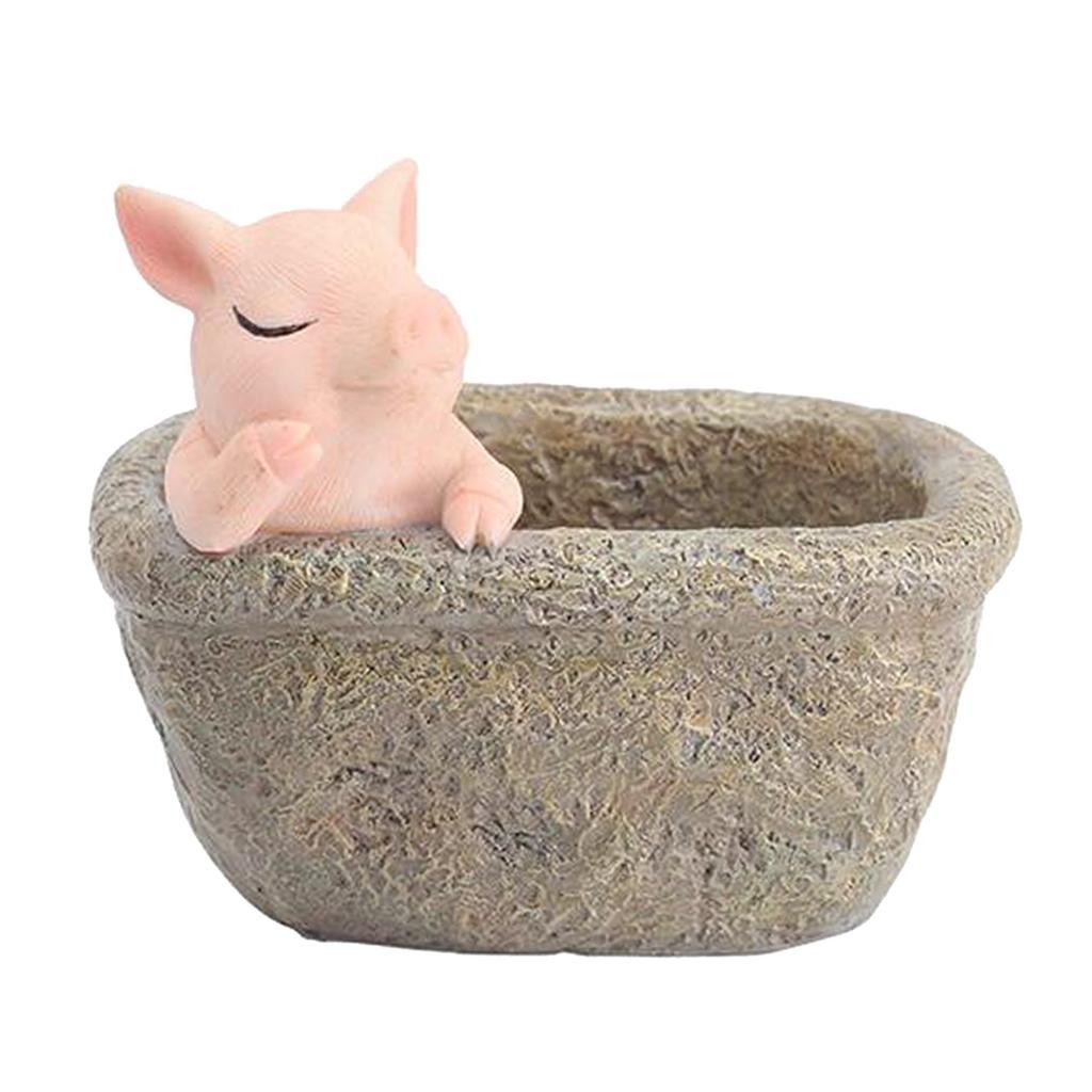 Maxbell Pig Planter Flower Pot Succulent Planter Flowerpot Decor for Home Office Thinking Pig - Aladdin Shoppers