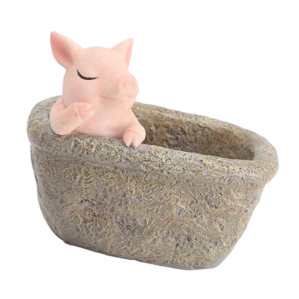 Maxbell Pig Planter Flower Pot Succulent Planter Flowerpot Decor for Home Office Thinking Pig - Aladdin Shoppers