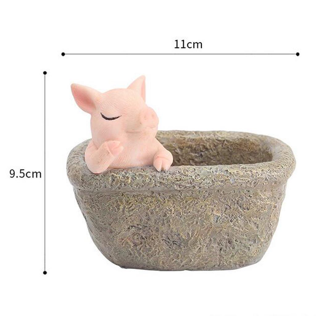 Maxbell Pig Planter Flower Pot Succulent Planter Flowerpot Decor for Home Office Thinking Pig - Aladdin Shoppers