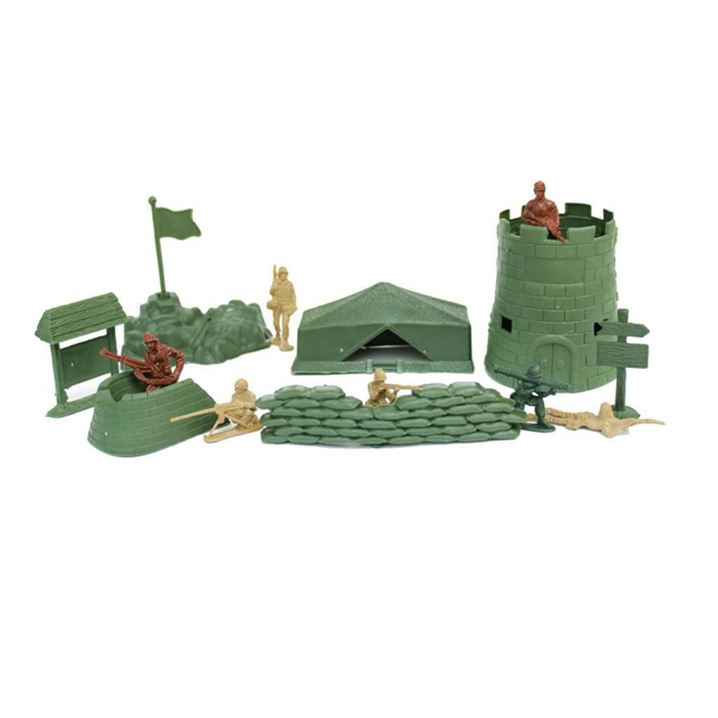 Maxbell Plastic Army Base Set World War II Army Men Assorted Accessories Sand Scene Model Toy - 7 Pieces/set - Aladdin Shoppers