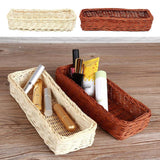 Maxbell Rattan Fork Tableware Storage Basket Desktop Cosmetic Shelf Box White - Aladdin Shoppers