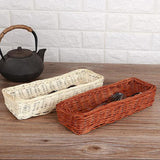 Maxbell Rattan Fork Tableware Storage Basket Desktop Cosmetic Shelf Box White - Aladdin Shoppers