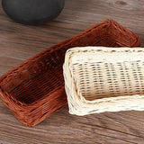 Maxbell Rattan Fork Tableware Storage Basket Desktop Cosmetic Shelf Box White - Aladdin Shoppers