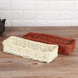 Maxbell Rattan Fork Tableware Storage Basket Desktop Cosmetic Shelf Box White - Aladdin Shoppers