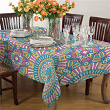 Maxbell Rectangle Digital Printed Decor Tablecloth Bohemia Round Blue - Aladdin Shoppers
