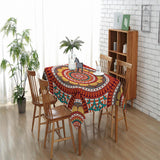 Maxbell Rectangle Digital Printed Decor Tablecloth Bohemia Round Red - Aladdin Shoppers