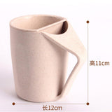 Maxbell Retro Eco-friendly Wheat Straw Cup Cute Mouthwash Rinsing Mug W Cover Beige - Aladdin Shoppers