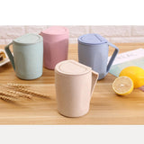 Maxbell Retro Eco-friendly Wheat Straw Cup Cute Mouthwash Rinsing Mug W Cover Beige - Aladdin Shoppers