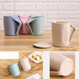 Maxbell Retro Eco-friendly Wheat Straw Cup Cute Mouthwash Rinsing Mug W Cover Beige - Aladdin Shoppers