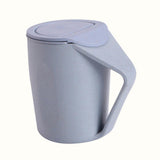 Maxbell Retro Eco-friendly Wheat Straw Cup Cute Mouthwash Rinsing Mug W Cover Blue - Aladdin Shoppers