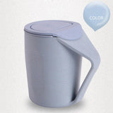 Maxbell Retro Eco-friendly Wheat Straw Cup Cute Mouthwash Rinsing Mug W Cover Blue - Aladdin Shoppers