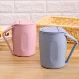 Maxbell Retro Eco-friendly Wheat Straw Cup Cute Mouthwash Rinsing Mug W Cover Blue - Aladdin Shoppers