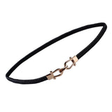 Maxbell Retro Fold Elastic Waist Belt Stretchy Cinch Belt PU Leather Waistband Black - Aladdin Shoppers