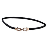 Maxbell Retro Fold Elastic Waist Belt Stretchy Cinch Belt PU Leather Waistband Black - Aladdin Shoppers