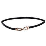 Maxbell Retro Fold Elastic Waist Belt Stretchy Cinch Belt PU Leather Waistband Black - Aladdin Shoppers