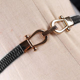 Maxbell Retro Fold Elastic Waist Belt Stretchy Cinch Belt PU Leather Waistband Black - Aladdin Shoppers