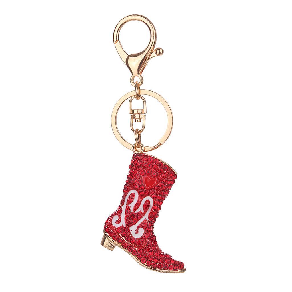 Maxbell Rhinestone Key Chain Car Key Ring Accessory Crystal Bag Decor Keyring Red Boot - Aladdin Shoppers