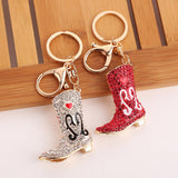 Maxbell Rhinestone Key Chain Car Key Ring Accessory Crystal Bag Decor Keyring Red Boot - Aladdin Shoppers
