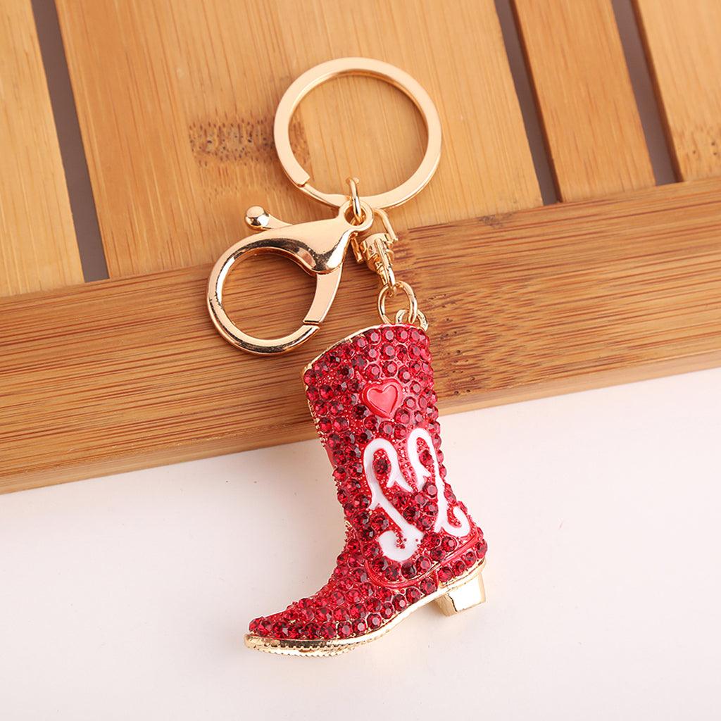 Maxbell Rhinestone Key Chain Car Key Ring Accessory Crystal Bag Decor Keyring Red Boot - Aladdin Shoppers