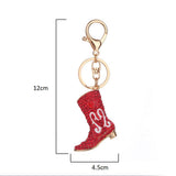 Maxbell Rhinestone Key Chain Car Key Ring Accessory Crystal Bag Decor Keyring Red Boot - Aladdin Shoppers