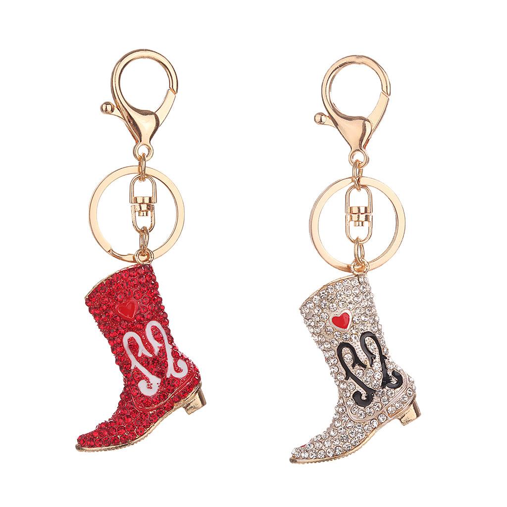 Maxbell Rhinestone Key Chain Car Key Ring Accessory Crystal Bag Decor Keyring Red Boot - Aladdin Shoppers