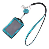 Maxbell Rhinestone Lanyard with Retractable Reel Vertical ID Badge Holder Deep Blue - Aladdin Shoppers