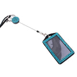 Maxbell Rhinestone Lanyard with Retractable Reel Vertical ID Badge Holder Deep Blue - Aladdin Shoppers