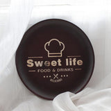 Maxbell Round Snack Plate Rubber Wood Tray BBQ Serving Platter Dishes Tableware 24cm - Aladdin Shoppers