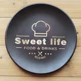Maxbell Round Snack Plate Rubber Wood Tray BBQ Serving Platter Dishes Tableware 24cm - Aladdin Shoppers