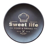 Maxbell Round Snack Plate Rubber Wood Tray BBQ Serving Platter Dishes Tableware 24cm - Aladdin Shoppers