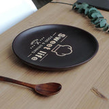 Maxbell Round Snack Plate Rubber Wood Tray BBQ Serving Platter Dishes Tableware 24cm - Aladdin Shoppers