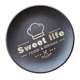 Maxbell Round Snack Plate Rubber Wood Tray BBQ Serving Platter Dishes Tableware 24cm - Aladdin Shoppers