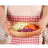 Maxbell Round Wooden Salad Bowl Refreshments Fruit Plate Noodles Rice Container L - Aladdin Shoppers