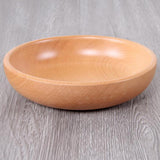 Maxbell Round Wooden Salad Bowl Refreshments Fruit Plate Noodles Rice Container L - Aladdin Shoppers