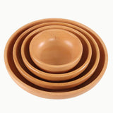 Maxbell Round Wooden Salad Bowl Refreshments Fruit Plate Noodles Rice Container L - Aladdin Shoppers