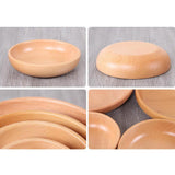 Maxbell Round Wooden Salad Bowl Refreshments Fruit Plate Noodles Rice Container L - Aladdin Shoppers