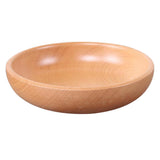 Maxbell Round Wooden Salad Bowl Refreshments Fruit Plate Noodles Rice Container L - Aladdin Shoppers