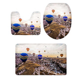 Maxbell Scenery Series Bathroom toilet Covers Set Flannel Mats Bathroom Rug Hot Air Balloon 2