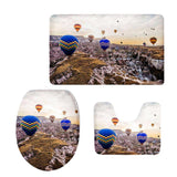 Maxbell Scenery Series Bathroom toilet Covers Set Flannel Mats Bathroom Rug Hot Air Balloon 2 - Aladdin Shoppers