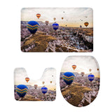 Maxbell Scenery Series Bathroom toilet Covers Set Flannel Mats Bathroom Rug Hot Air Balloon 2 - Aladdin Shoppers