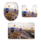 Maxbell Scenery Series Bathroom toilet Covers Set Flannel Mats Bathroom Rug Hot Air Balloon 2 - Aladdin Shoppers