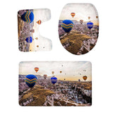 Maxbell Scenery Series Bathroom toilet Covers Set Flannel Mats Bathroom Rug Hot Air Balloon 2 - Aladdin Shoppers