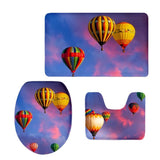 Maxbell Scenery Series Bathroom toilet Covers Set Flannel Mats Bathroom Rug Hot Air Balloon 3 - Aladdin Shoppers