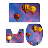 Maxbell Scenery Series Bathroom toilet Covers Set Flannel Mats Bathroom Rug Hot Air Balloon 3 - Aladdin Shoppers