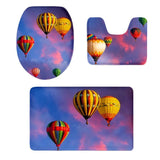 Maxbell Scenery Series Bathroom toilet Covers Set Flannel Mats Bathroom Rug Hot Air Balloon 3 - Aladdin Shoppers